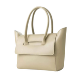 Structured Beige Top-Handle Satchel Bag