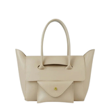 Structured Beige Top-Handle Satchel Bag