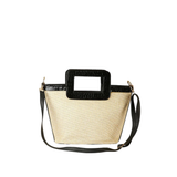 Two-Tone Woven Straw Tote Bag