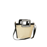 Two-Tone Woven Straw Tote Bag