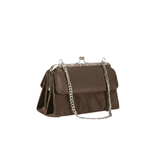 Brown Satin Kiss Lock Clutch