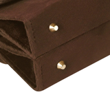 Brown Satin Kiss Lock Clutch