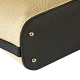 Two-Tone Woven Straw Tote Bag
