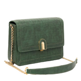 Textured Rexine Handbag with Chain Strap