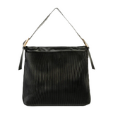 Textured Pleated Rexine Tote Bag with Zip Closure