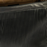 Textured Pleated Rexine Tote Bag with Zip Closure