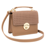 Two-Tone Rexine Handbag with Shoulder Strap