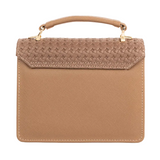 Two-Tone Rexine Handbag with Shoulder Strap